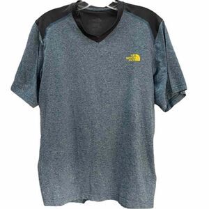 THE NORTH FACE Women's Top V Neck Short Sleeve Vent Blue Medium